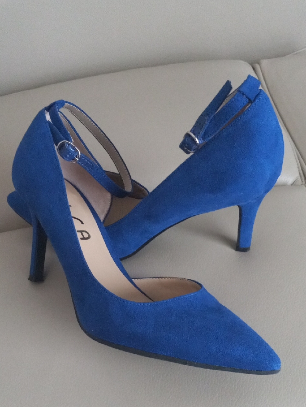 Unisa Cobalt Blue Pointed-Toe Ankle-Strap Pumps